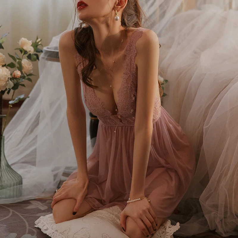 Пикантная Пижама Женское зимнее прозрачное Сетчатое кружевное соблазнительное