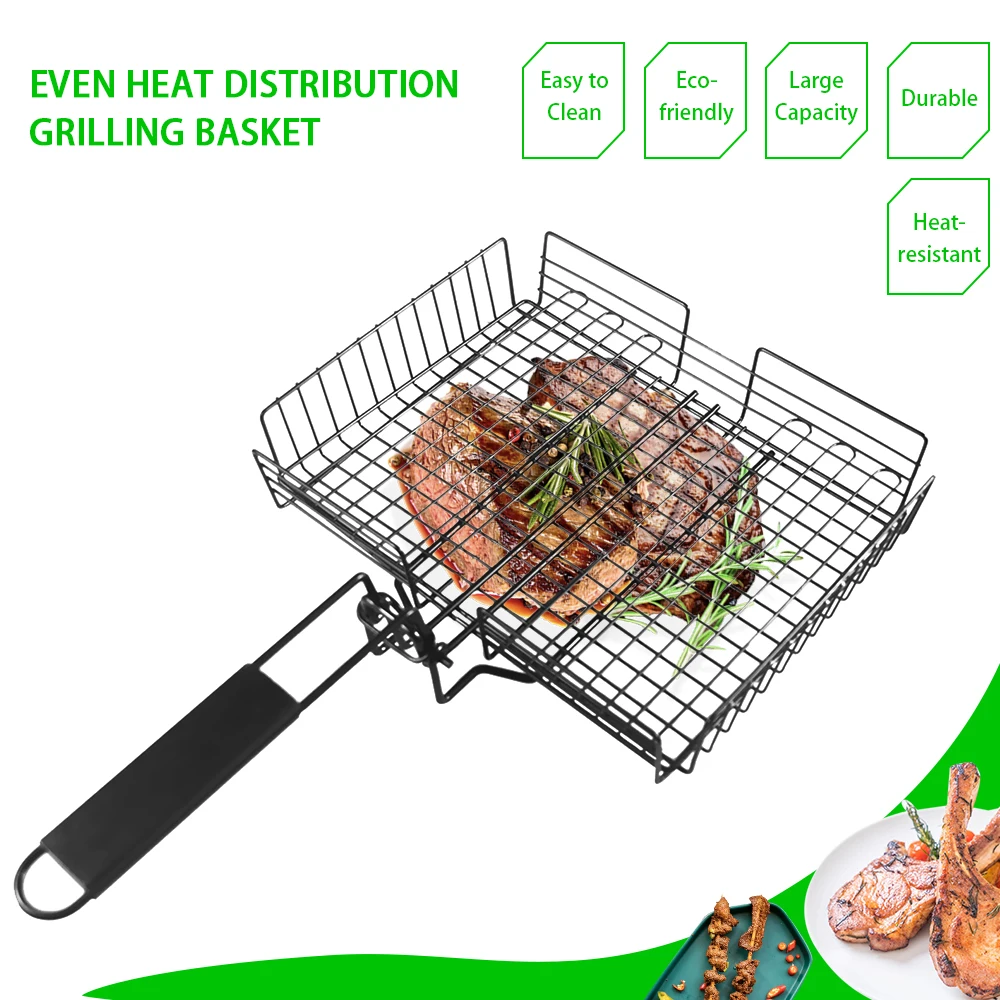 Нержавеющая сталь барбекю Гриль Корзина размера плюс Инструменты для аксессуары