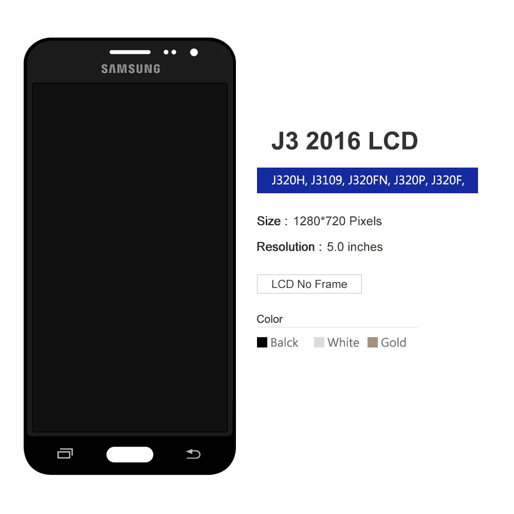 100% ЖК дисплей Teat J320 для Samsung Galaxy J3 J320F SM 2016 сенсорный экран дигитайзер в сборе