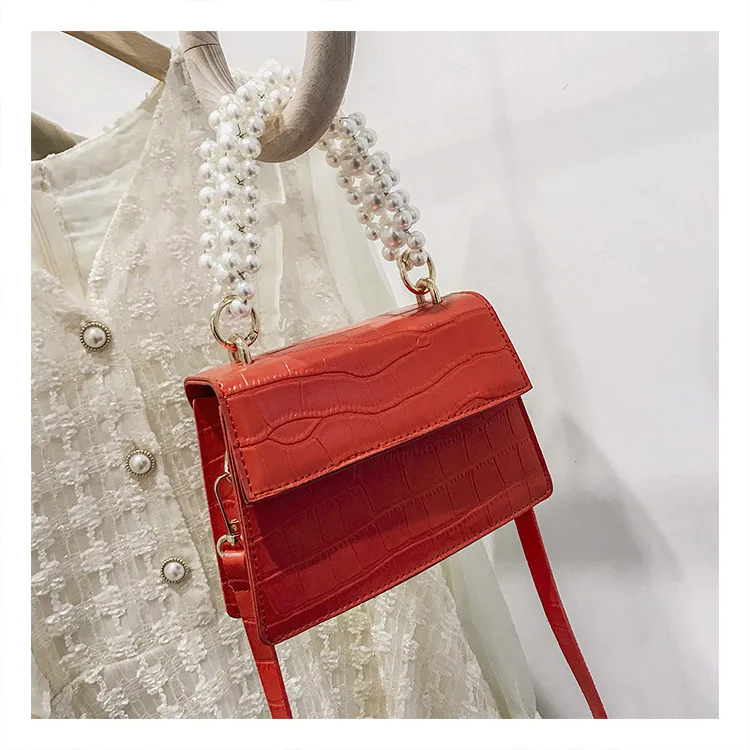 

Designer Women Pu Leather Shoulder Handle Bag Stylish Ladies Stone Pattern Cross-body Messenger Bags Quality Female Small Tote