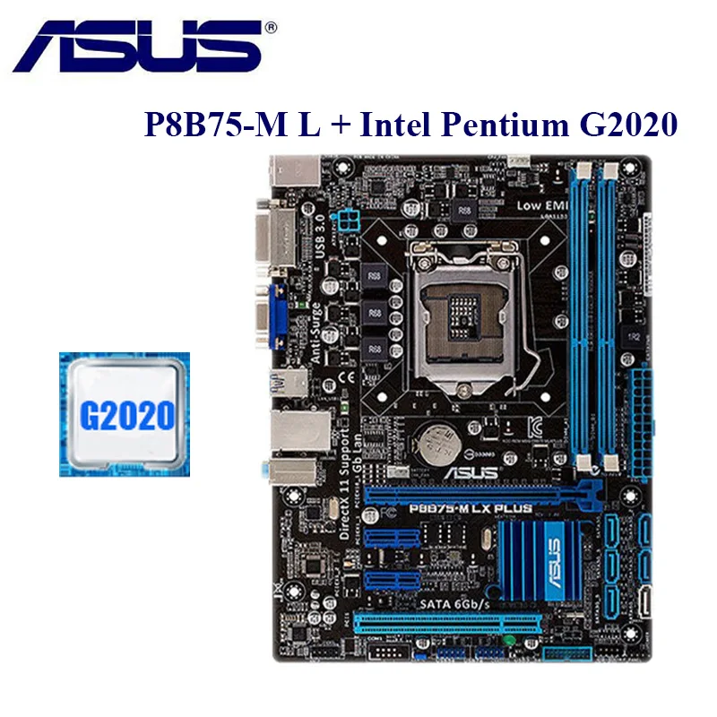 ASUS P8B75-M LX настольная материнская плата B75 Socket Intel G2020 LGA 1155 i3 i5 i7 DDR3 16G uATX UEFI BIOS отремонтированная главная плата включена.