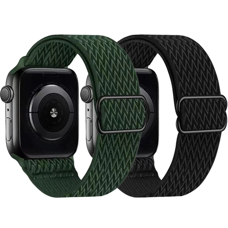 Stretchy Nylon Solo Loop Band for Apple Watch Series 6/5/4/3 SE Adjust Stretch Braided Sport Elastics Strap for iWatch 40mm 44mm