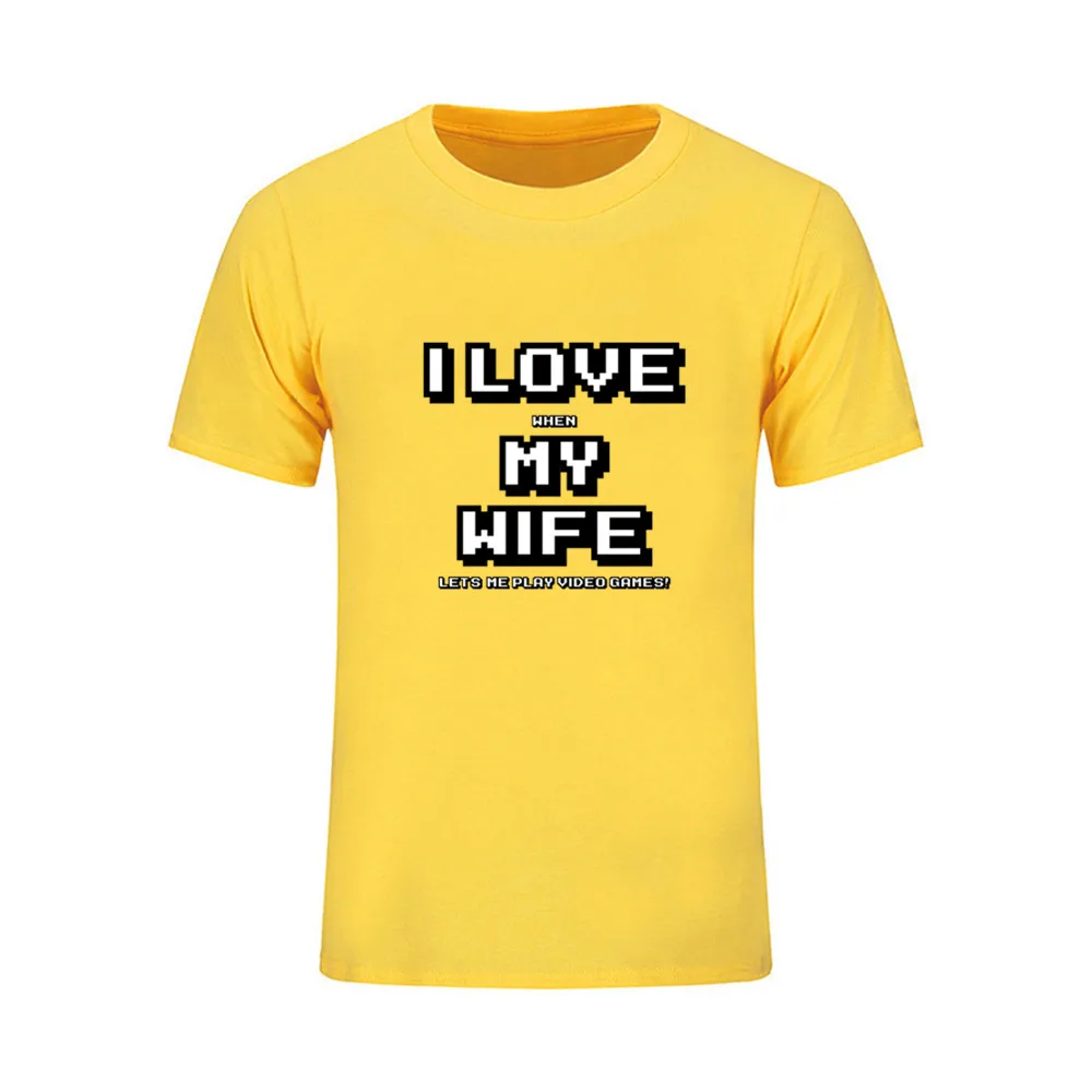 Мужские летние топы брендовые модные футболки с надписью I Love When My Wife Let's Me Play
