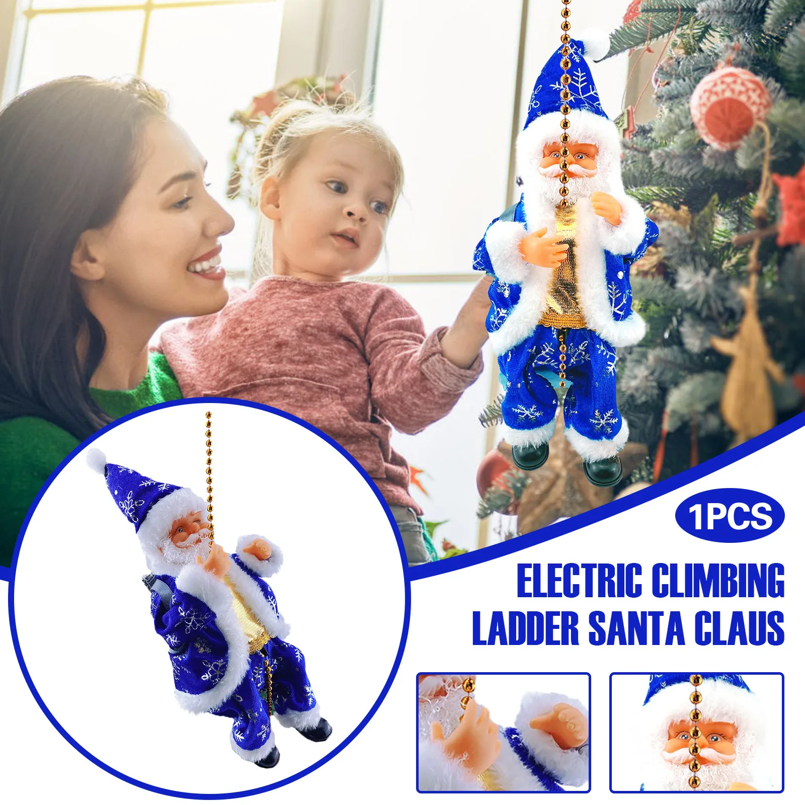 

Электрический Санта-Клаус, скалолазающая веревка, лестница для Рождественского украшения, фигурка, подъем вверх по бусинам, спускаем, детск...