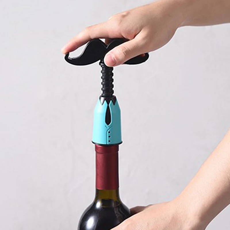 

2021 New Wine Opener Stopper Beer Opener Stainless Steel Beard Shape Wine Cartoon Creative Plastic Mustache Corkscrew