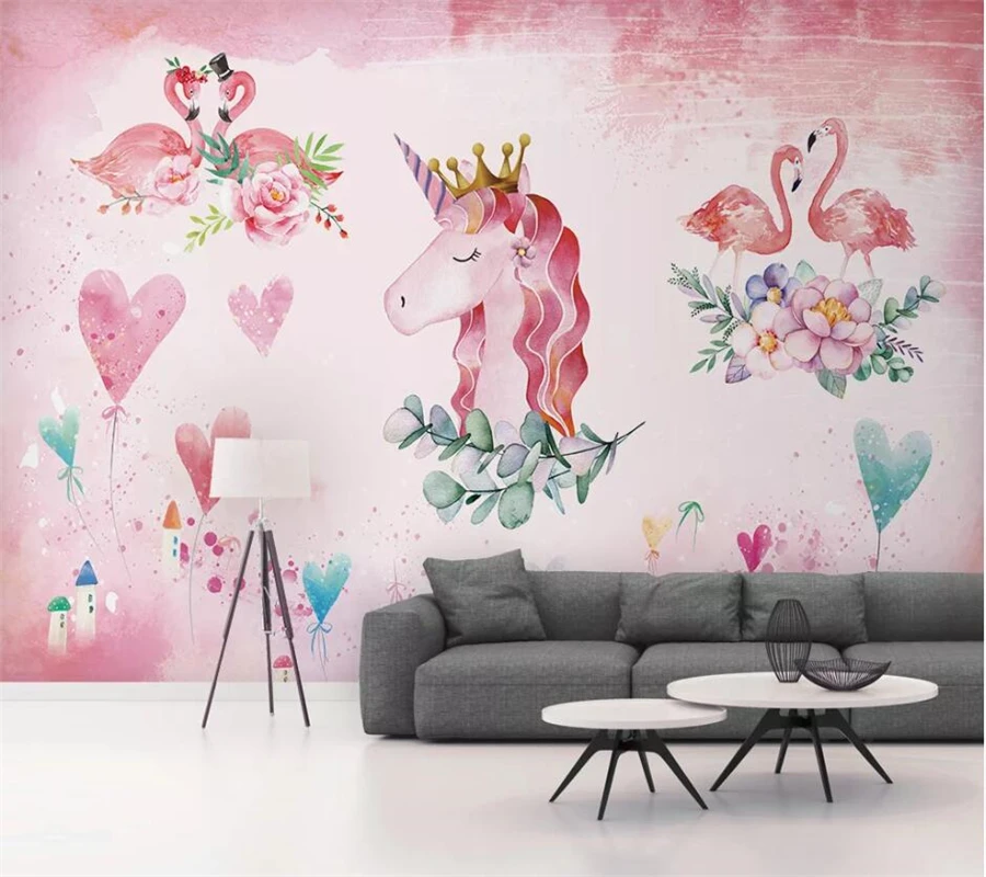 3d обои на заказ скандинавский минималистичный розовый фон ручная роспись любовь