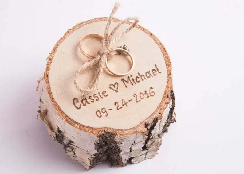 Custom Name Handmade Rustic Wooden Ring Bearer Pillows Anniversary Engagement Decoration Wedding Box for Lover Gifts | Дом и сад
