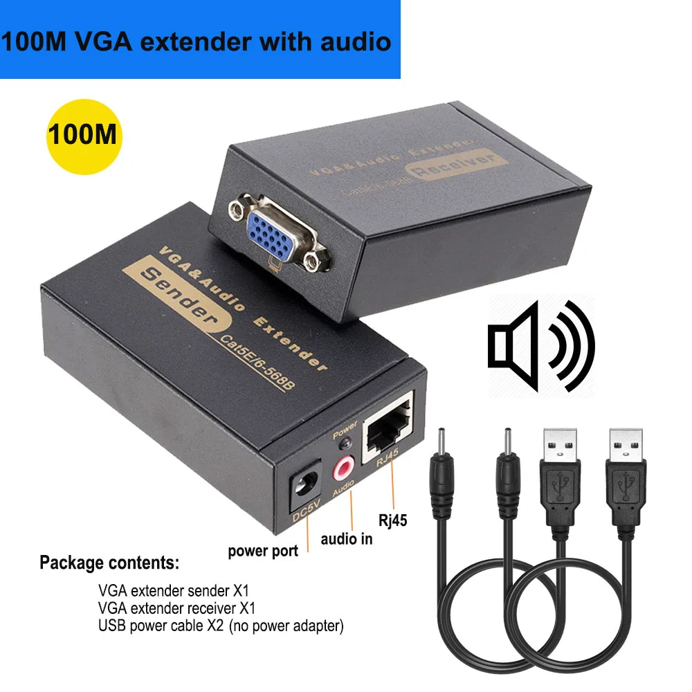 Удлинитель VGA UTP удлинитель RJ45 в Ethernet конвертера через cat5e/6 кабелей до 100 м/60 м |