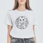 Женские футболки с принтом LUSLOS Maneki Neko, летние футболки с рисунком кота удачи в стиле Харадзюку, женские Т-образные Топы уличная одежда, женская одежда