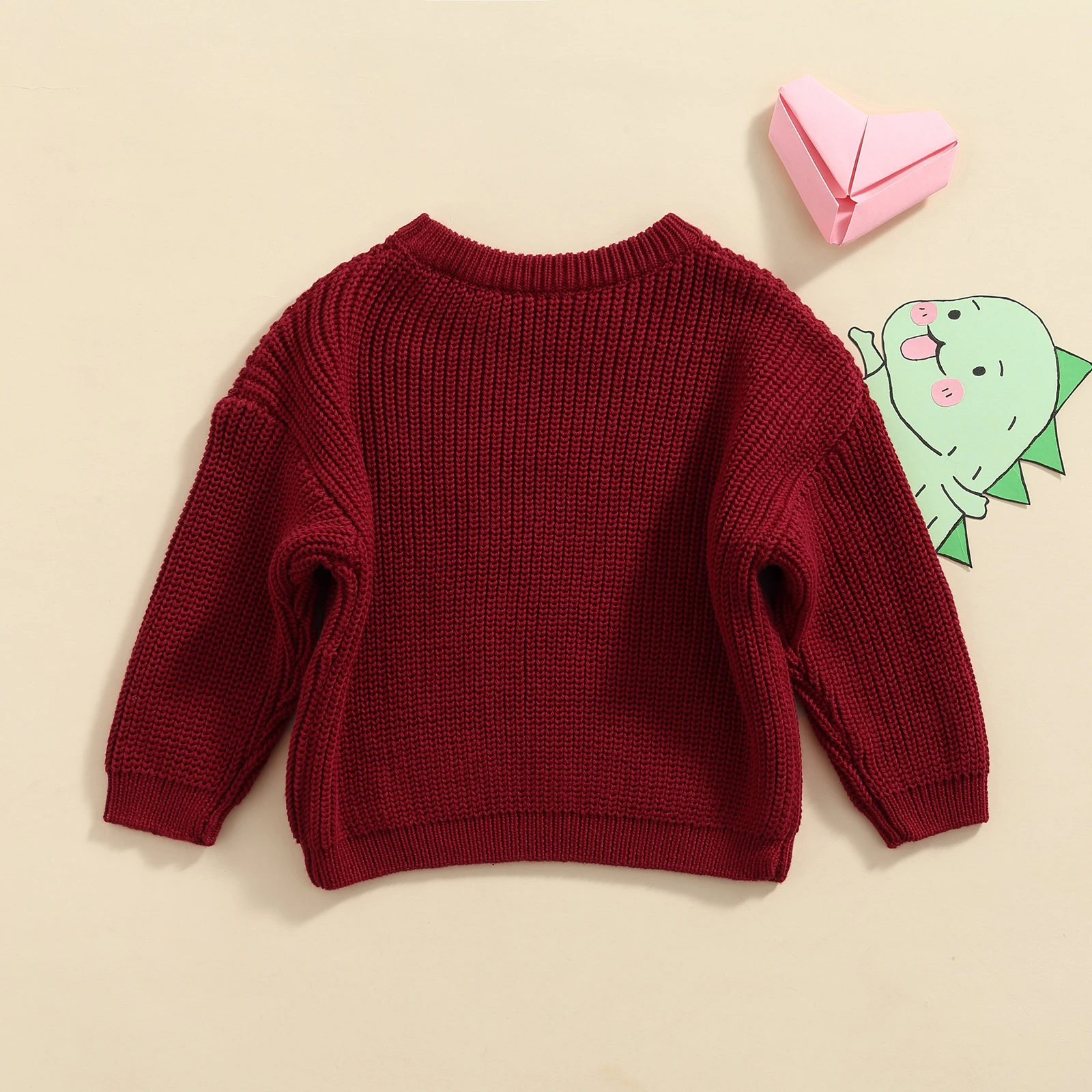 Infant Toddler Baby Girls Boys Round Neck Sweaters, Winter Warm Long Sleeve Candy Color Knit Pullovers 2021 New Fashion images - 6