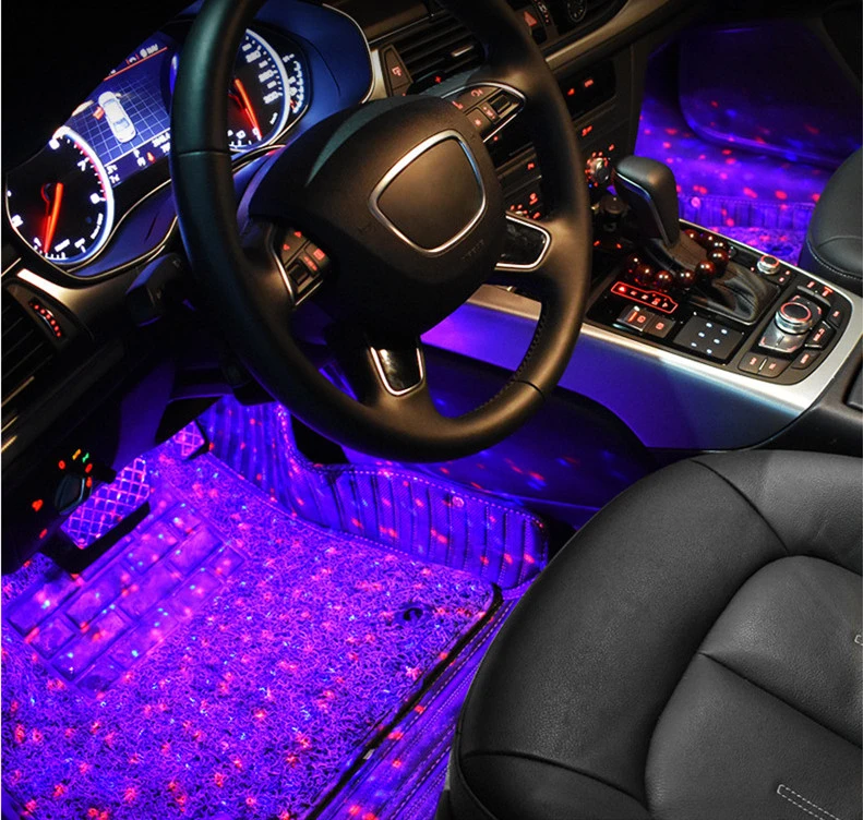 

Foot звездное небо воздушный лампа звездного неба один-четыре интерьер автомобиля ремонт красочные голосового управления светодиодный Деко...