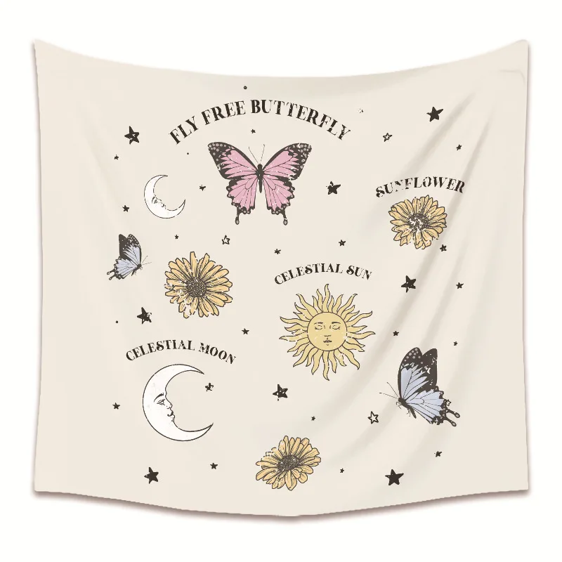 ins Simple Sun Moon Butterfly Series Tapestry Bohemian Background Cloth Small Fresh Wall Creative Abstract Art | Дом и сад