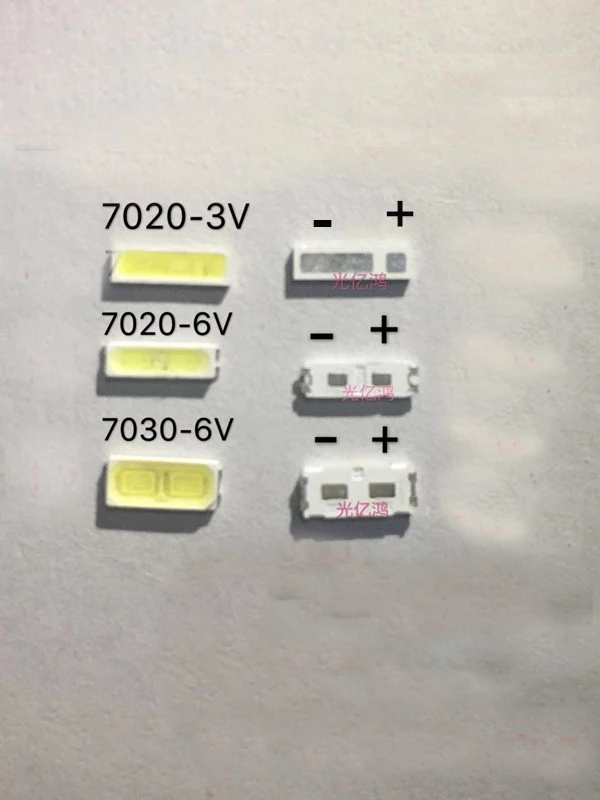 SMD 7020 7030 светодиодный холодный белый светодиод 1W 3V 6V 7020 светодиодный светильник светодиодный s для телевизора lg