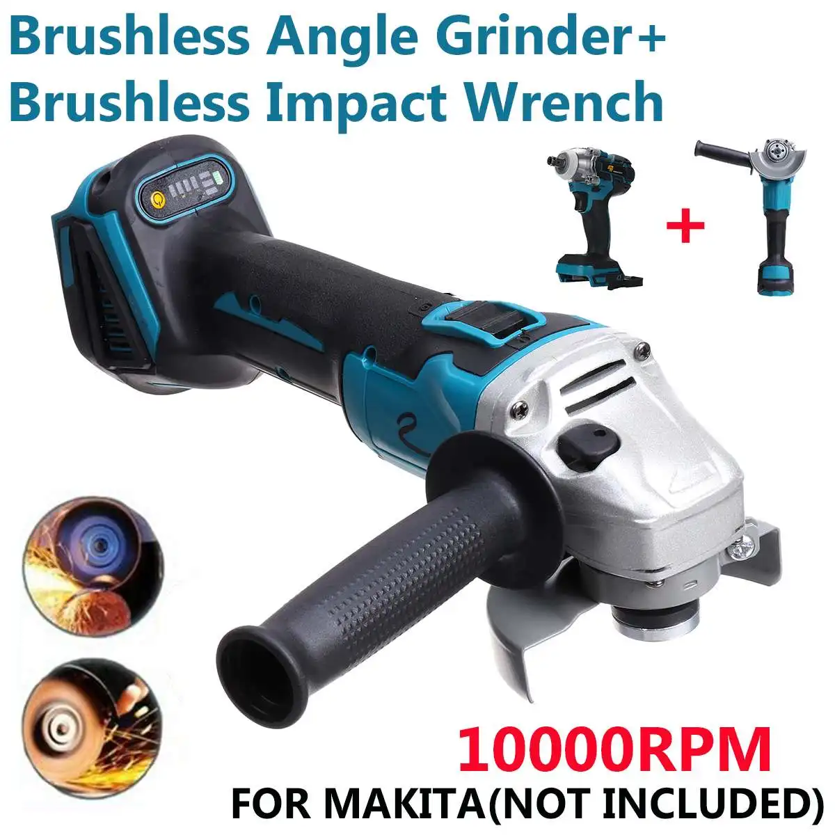 

Drillpro 125mm Brushless Angle Grinder +520N.M Brushless Impact Wrench For 18V Makita Battery (Tool Only)