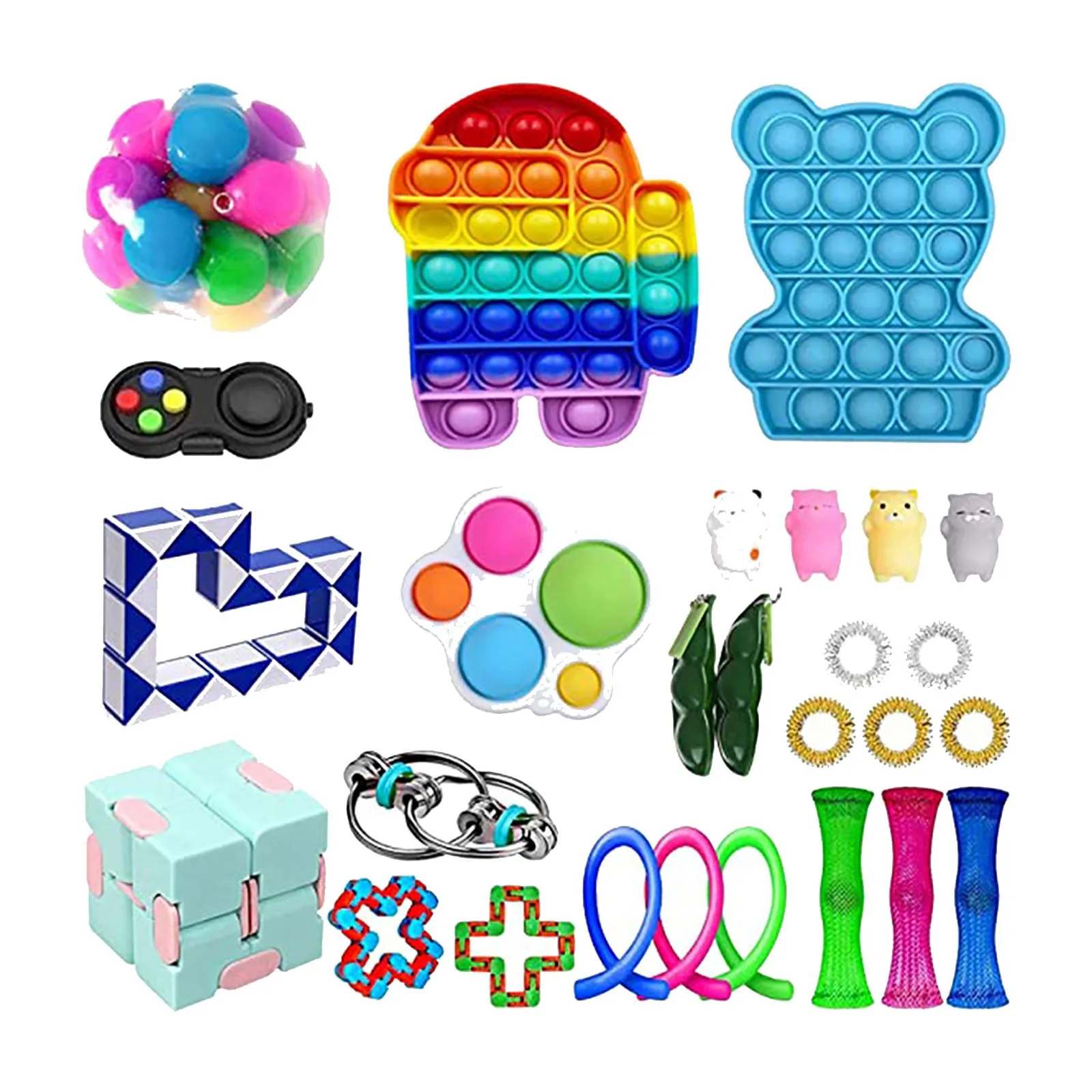 Пуш ап пузырь игрушки Fidget наборы для ухода за кожей анти стресс костюм струны