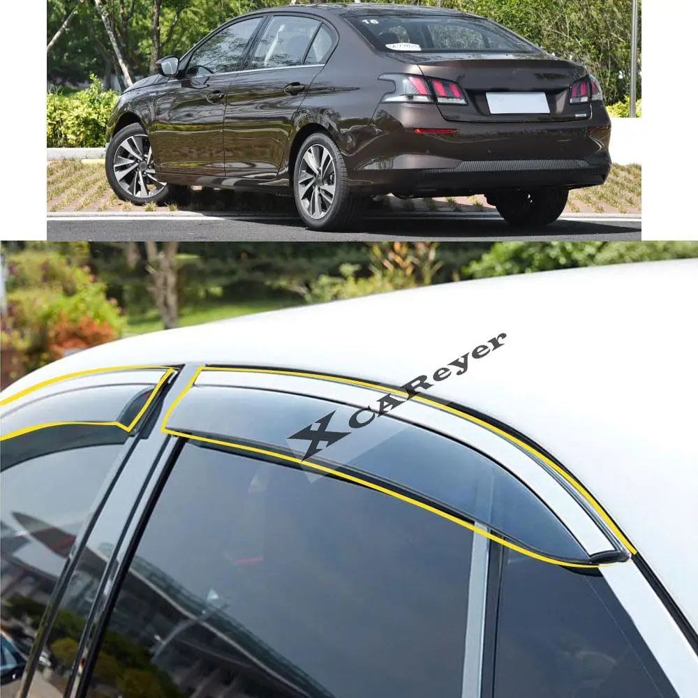 

Автомобильная наклейка для Peugeot 408, 2014, 2016, 2017, 2018, 2019, 2020, 2021, пластиковое стекло, ветрозащитный козырек, защита от дождя и солнца