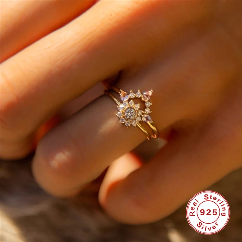Женское кольцо из серебра 925 пробы с кристаллами | Украшения и аксессуары
