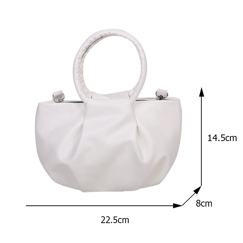 

Luxury Women's Bag Trend 2021 Pleated Candy Color Shoulder Crossbody Messenger Bag Ladies PU Leather Small Ring Handle Handbags