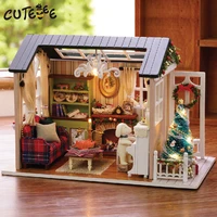 cutebee build miniature house building kits diy dollhouse wooden doll houses furniture toys for children birthday gift