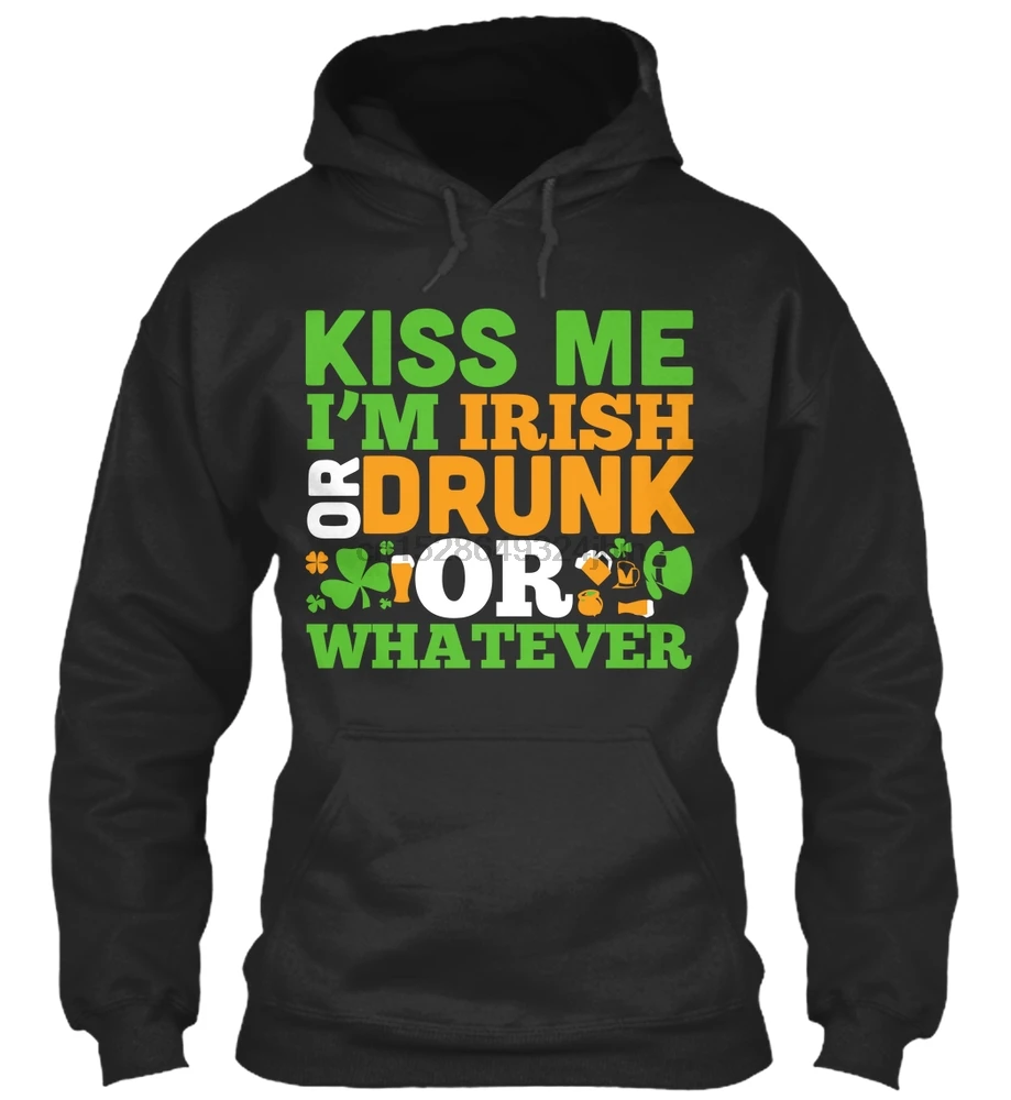 Мужская толстовка с капюшоном и длинным рукавом Kiss me I'm Irish or Drunk What women уличная