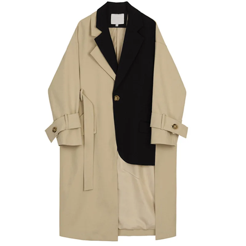 

Женская ветровка с отложным воротником, свободная куртка на одной пуговице, с длинным рукавом, модный Тренч для осени и зимы