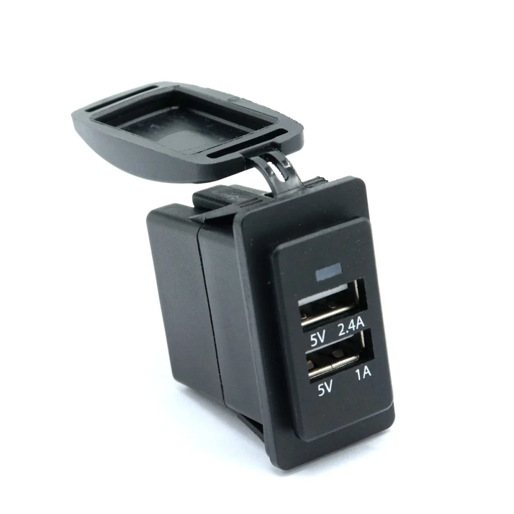 

Square Car Charger Panel with Dual USB Ports Water-resistant Car Modification (Black)