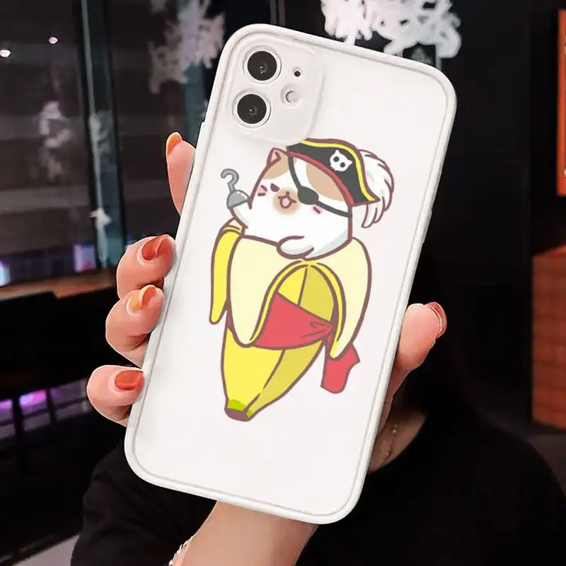 

Cartoon cat dog Finger Funny Banana Phone Case Matte Transparent for iPhone 7 8 11 12 s mini pro X XS XR MAX Plus cover funda
