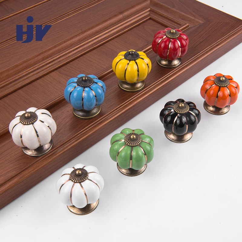 Керамические ручки для шкафа в виде тыквы с одним отверстием мебельная фурнитура