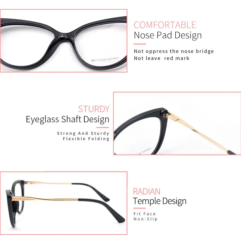 

KANDREA New Oversize Cat Eye Anti Blue Ray Glasses Frame Women TR90 Optical Eyeglasses Female Luxury Transparent Myopia Eyewear