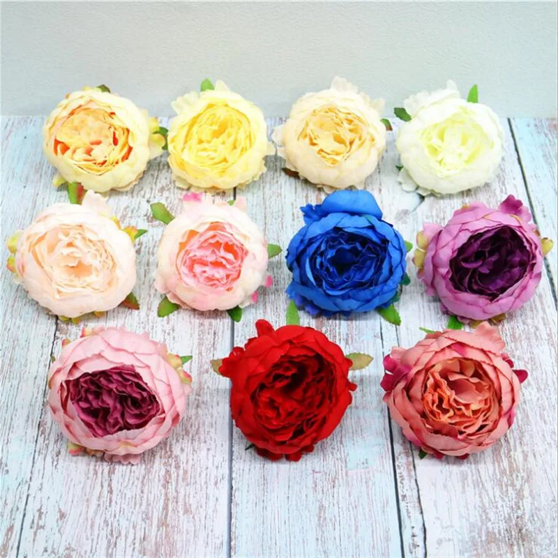 

30pcs New Arrival Peony Flower Heads 8cm Oil Painting Color Big Rose Flower Head 11 Color Designs