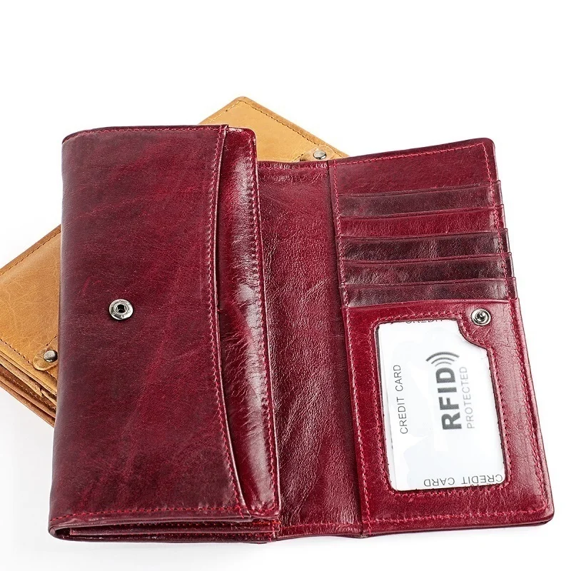 Long Clutch Wallets for Women Coin Purse Phone Pocket Genuine Leather Female Wallet Card Holder Money Bag Carteira
