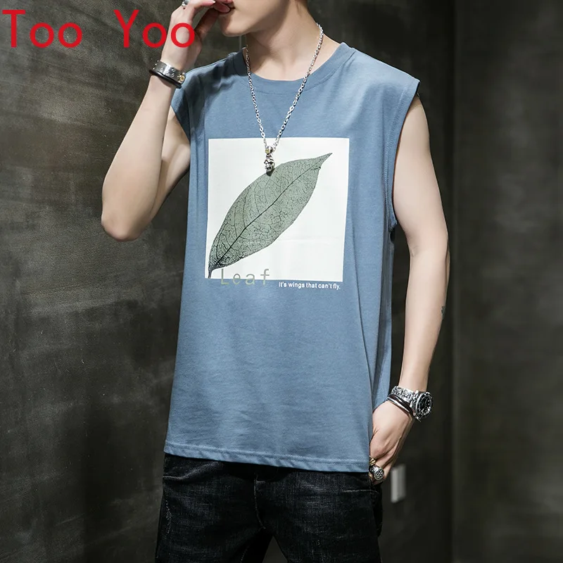 

2021 summer T shirt men sleeveless loose vest fashion T shirt round collar T-shirt men's casual bottom top men's wear