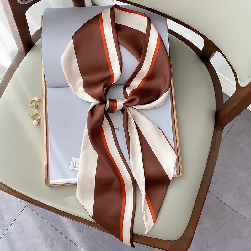 

2021 Women Fashion Square Scarf Silk Satin Neck Hair Scarfs Lady's Foulard Hand Kerchief Female Elegant Head Band Tie Pashmina