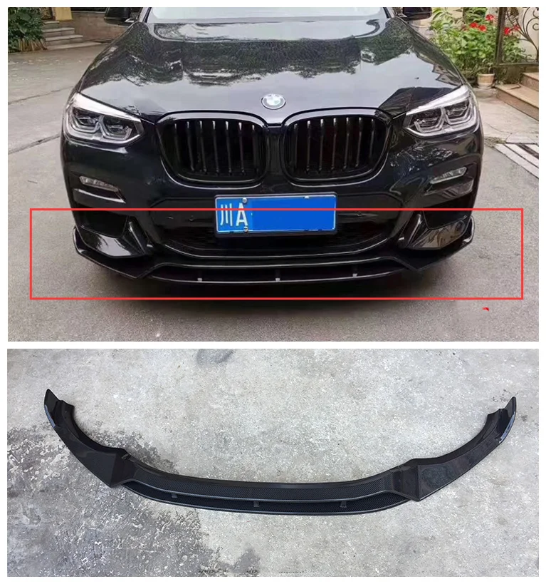

High Quality ABS Black & Carbon Fiber Bumper Front Lip Diffuser Cover Protector Fits For BMW X3 X4 G01 G02 2018 2019 2020 2021