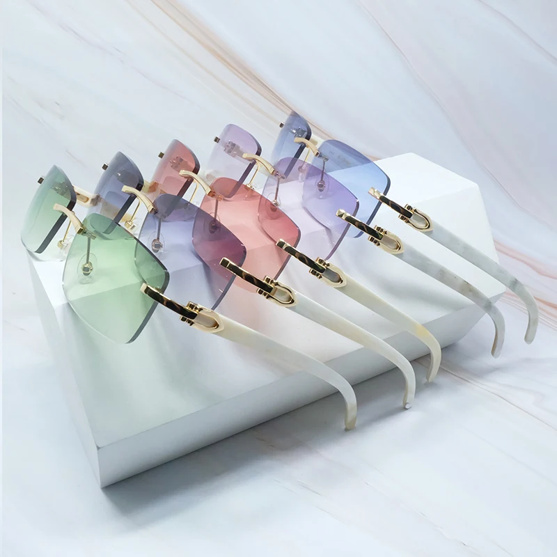 

Солнцезащитные очки Buffalo Horn мужские модные стильные Квадратные Солнцезащитные очки без оправы мужские роскошные дизайнерские солнцезащит...