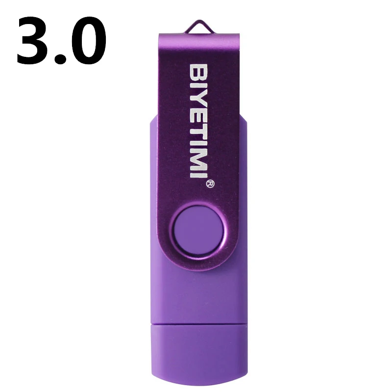 Фиолетовый Biyetimi Новое поступление 3,0 OTG флеш-накопитель usb 8 ГБ 16 ГБ 32 ГБ 64 Гб карта памяти Флешка для Android - Цвет: Фиолетовый