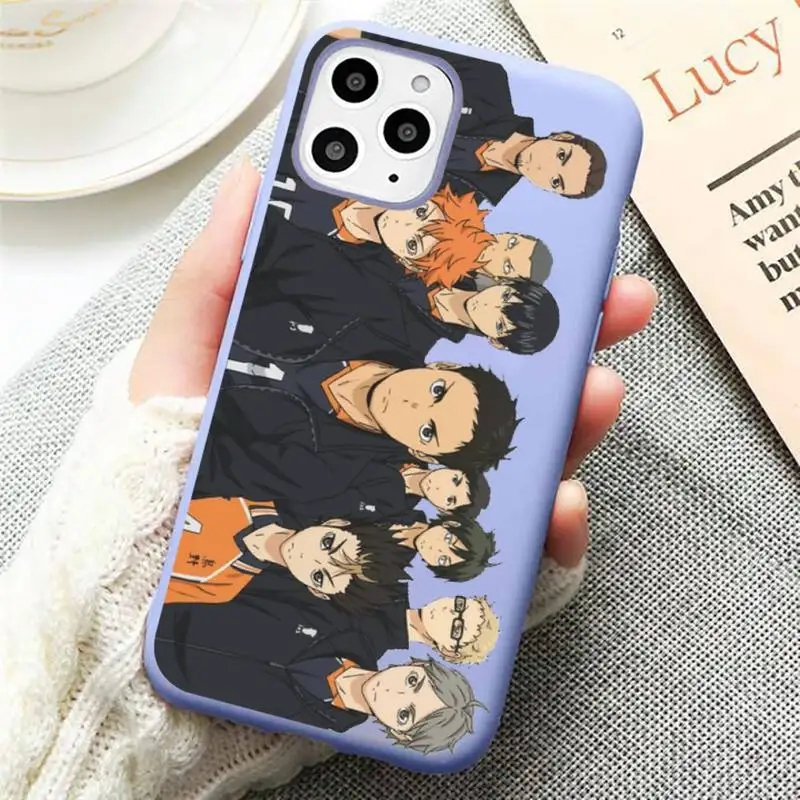 

Haikyuu Hinata attacks Anime Phone Case Candy Color Violet for iPhone 11 12 pro XS MAX 8 7 6 6S Plus X SE 2020 XR