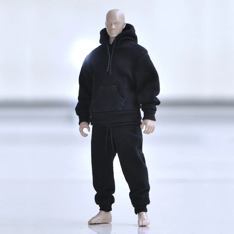 

In Stock 1/12 Scale Male Hooded Sweater Shirt Set Street Casual Clothes for 6 inches Action Figures Body Model