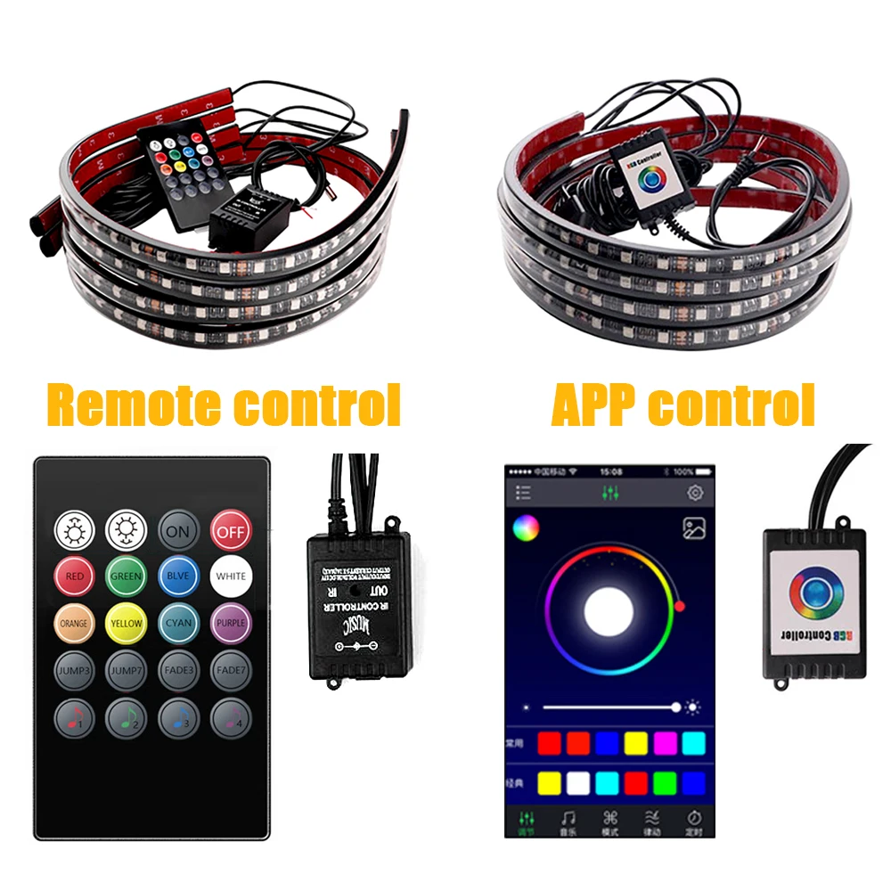 4 шт. 12 В IP65 автомобильное приложение для управления плавным цветом RGB