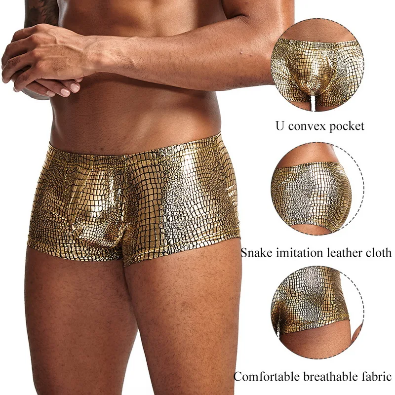 2021 окантованы Яркой Цветной Тесьмой Для мужчин s из змеиной кожи нижнее белье