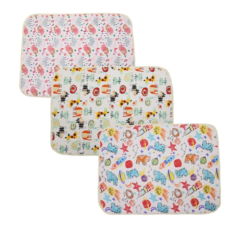 

50*70cm Baby Washable Waterproof Diaper Changing Pad 3 Layer Cotton Changing Pad For Newborn Baby Reusable Cushion