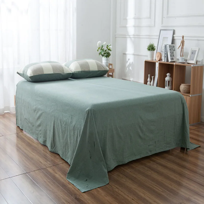 

Постельное белье из промытого хлопка, домашний текстиль чистого кораллового зеленого цвета, Простые простыни из Океании