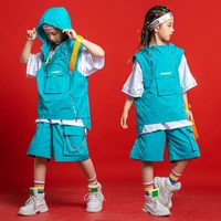 kid hip hop clothing hoodie sleeveless top vest oversized t shirt streetwear cargo shorts for girl boy dance costume clothes set