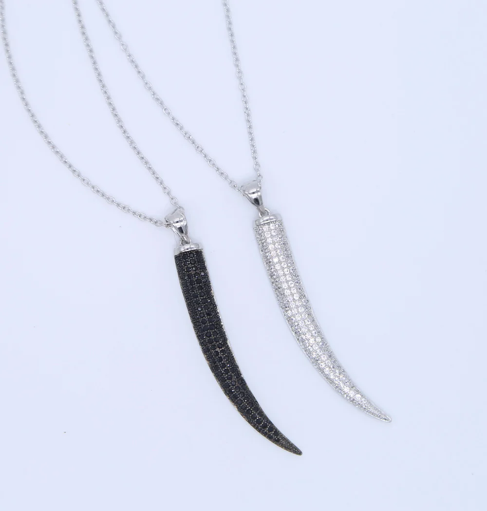 Vintage Crescent Moon black Gold Color Chain 925 silver Necklaces For Women Ethnic Ox Horn Two Layers Charm Jewelry | Украшения и