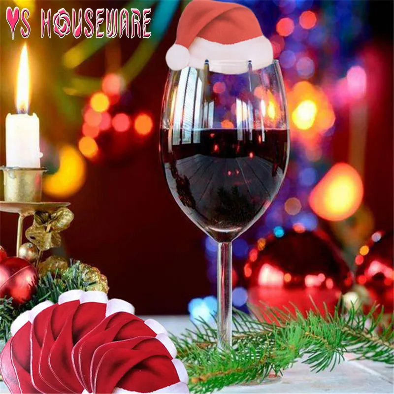 10 шт./Шляпа Санты Navidad Рождество домашняя кружка карточные украшения для семьи стол место карты вечерние принадлежности