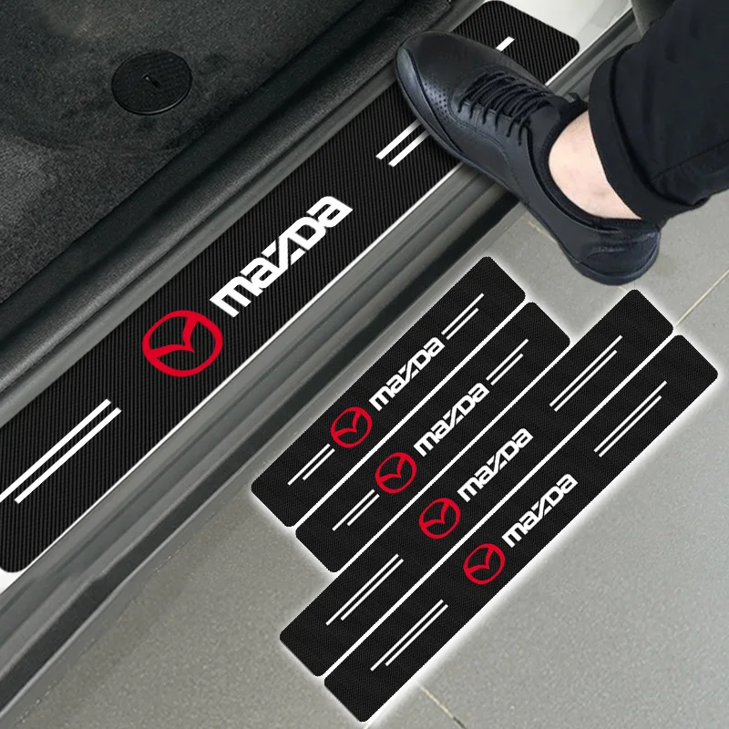 

4pcs Car Carbon Fiber Sticker Auto Door Sill Protector Stickers for Mazda 3 6 8 CX5 ATENZA Axela 5 6 323 626 RX8 CX6 CX4 MX3 MX5