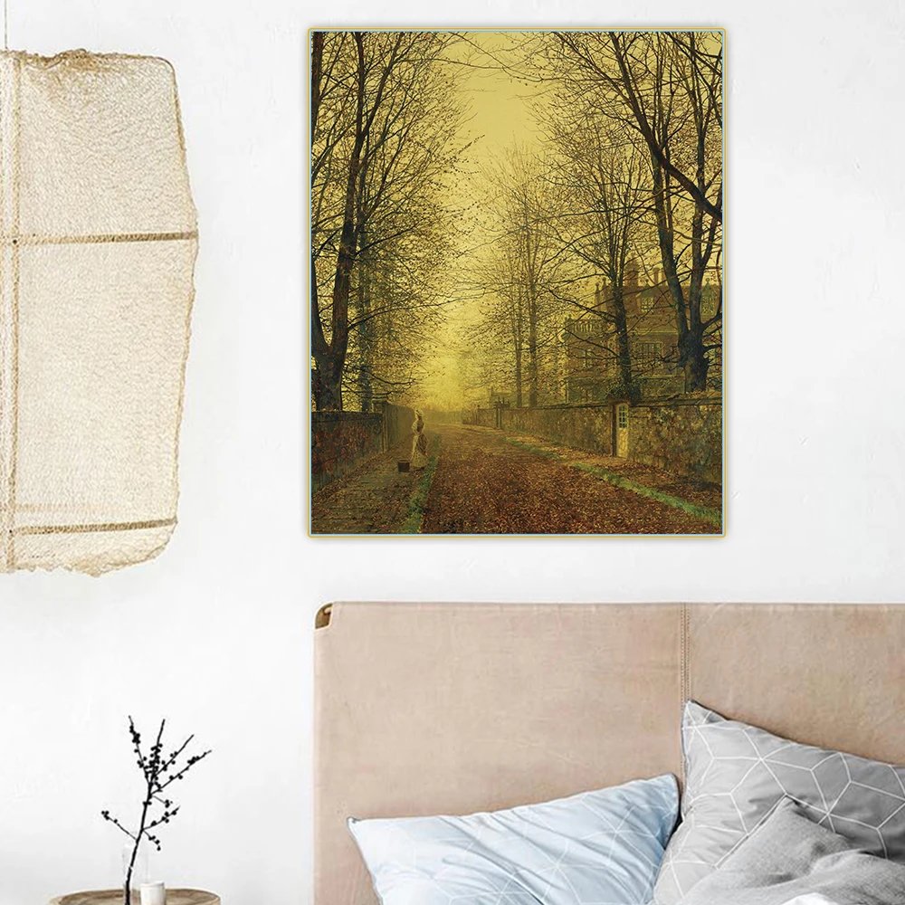 Осенняя Золотая картина Джон Аткинсон гримшоу маслом на холсте художественный