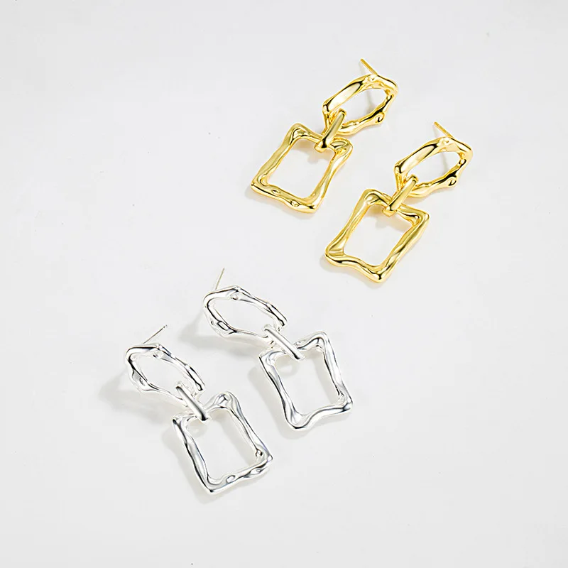 

Irregular Geometric Shape Earrings S925 Sterling Silver Personality Trend Exaggerated Square Earrings Long Earrings Jewelry