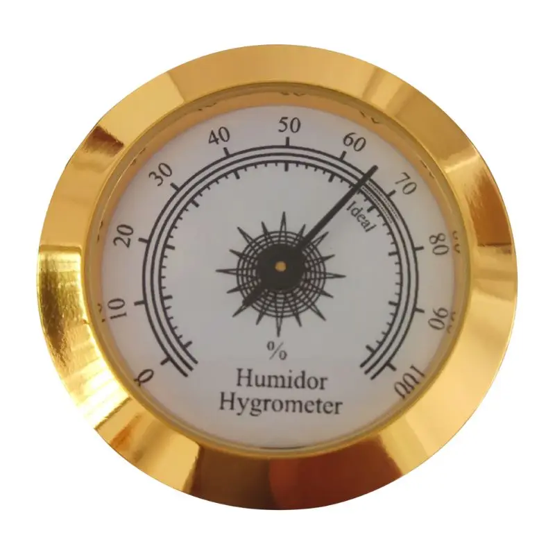 heißer verkauf 50mm runde glas analog hygrometer für humidore gold für gitarre violine zigarre tabak pflege werkzeuge neue free global