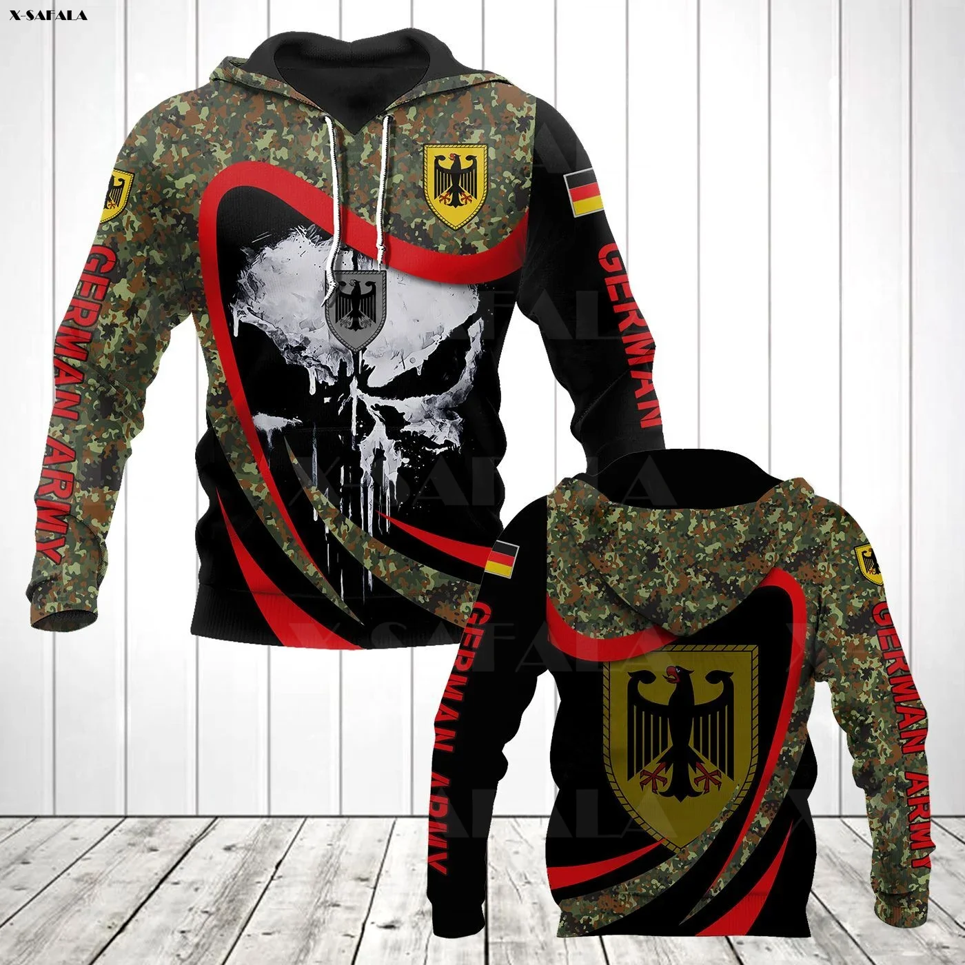 

GERMAN ARMY CAMO New Skull Flag 3D Printed Man Female Zipper HOODIE Pullover Sweatshirt Hooded Jersey Tracksuits Military Cloth